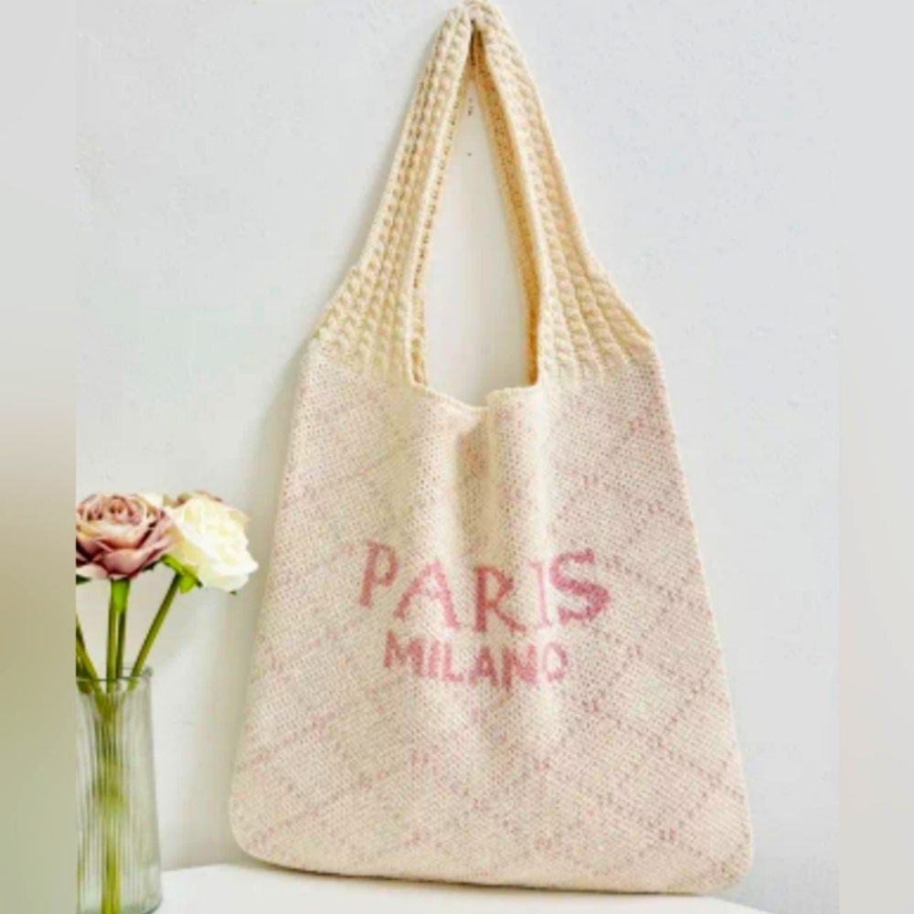 Women's knit Paris tote purse bag. NWT